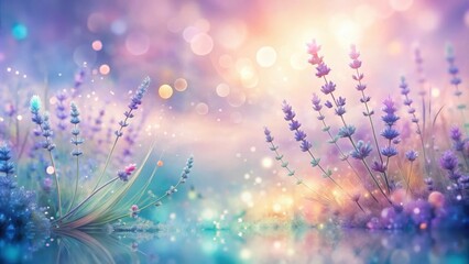 Aufkleber - Lavender blossoms in a dreamlike field of light and color, with delicate bokeh creating a magical atmosphere