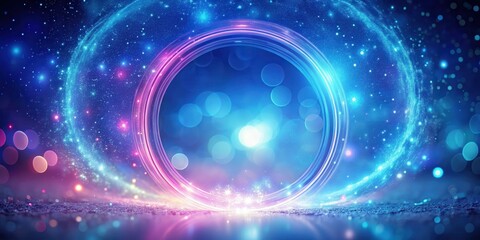 Aufkleber - Abstract Blue And Purple Ring With Bokeh And Glitter On A Black Background
