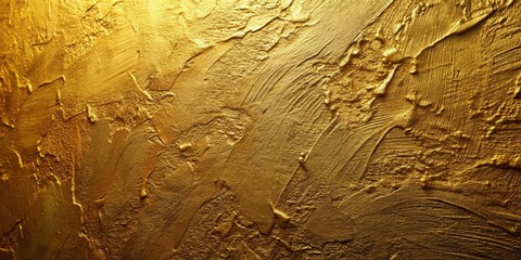 Leinwandbilder - A close-up view of a textured, golden surface with deep brushstrokes and a luminous sheen.