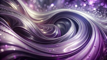 Poster - Abstract Purple and Silver Swirling Lines with a Glittering Background