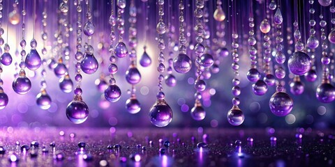 Aufkleber - A symphony of glistening purple droplets, suspended in a shimmering purple haze, creates a captivating display of ethereal beauty and exquisite detail.