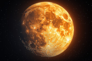 Wall Mural - large orange moon in the night sky. the moon is surrounded by a dark background. concept of mystery 