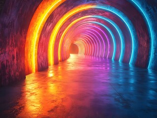 Sticker - spiraling neon tunnel of vibrant energy and sound