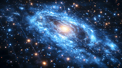 Wall Mural - Blue Spiral Galaxy in Dark Space