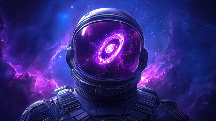 Wall Mural - Astronaut exploring cosmic wonders in outer space digital art fantasy environment vibrant colors