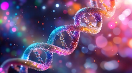 Wall Mural - luminous dna helix: a colorful exploration of genetic code
