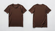 © degungpranasiwi - Front and back view of a brown t-shirt laid flat on a surface, a flat lay concept used as a mockup design template
