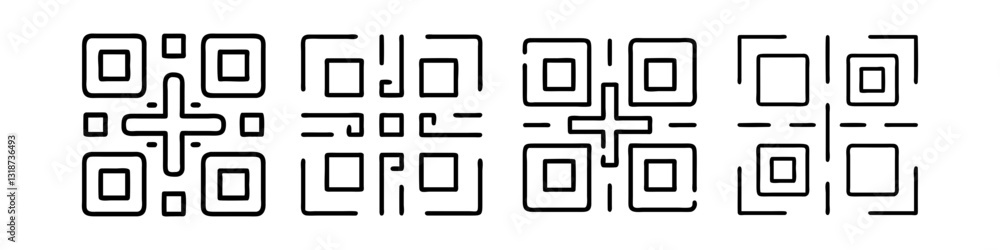 Qr Code Line Image Стоковое векторное изображение «qr code icon, qr code line art - simple ...