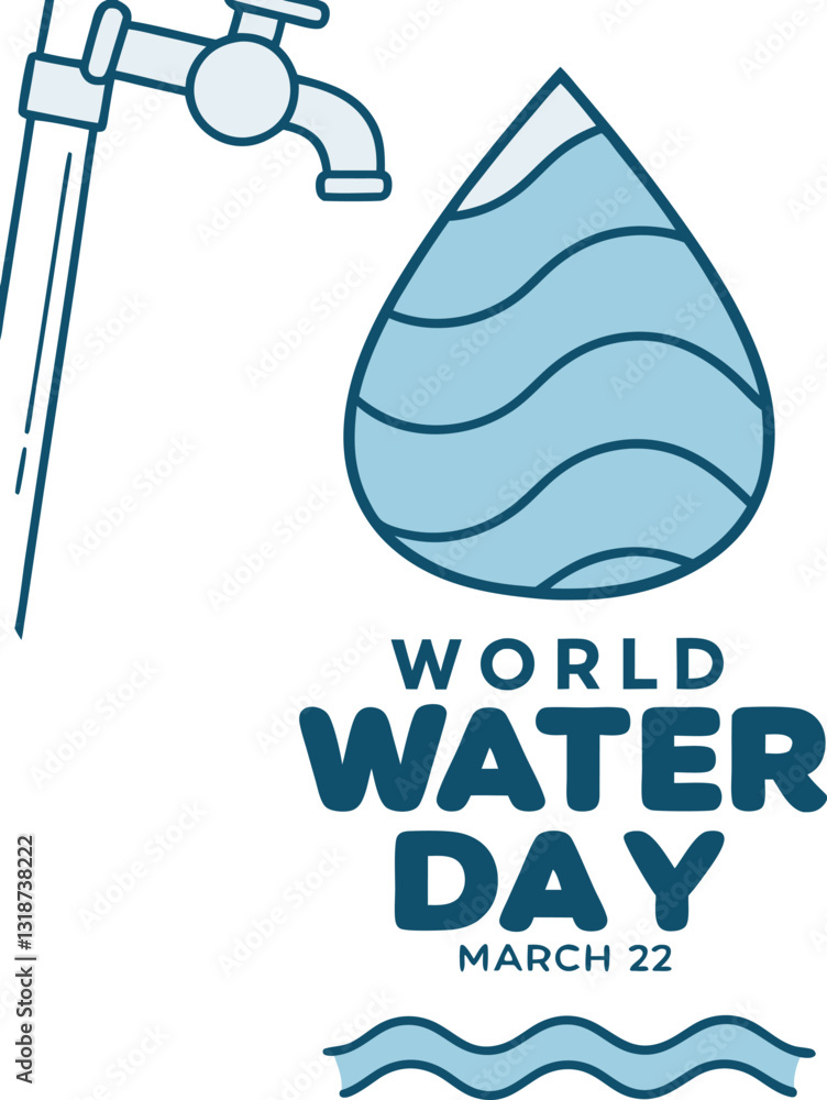 Vector Design for World Water Day on March 22 with Minimalist Water ...