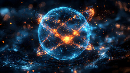 Wall Mural - glowing atom diagram sphere abstract background