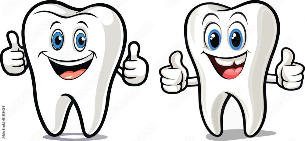 Cartoon tooth giving thumbs up vector Stock Vector | Adobe Stock