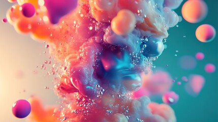 Wall Mural - abstract colorful fluid bubbles: vibrant swirling liquid art