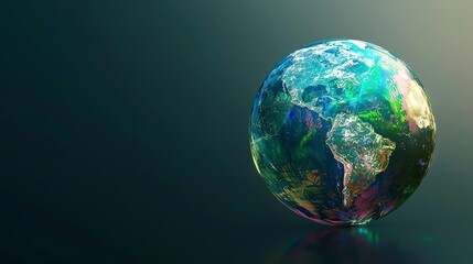 Wall Mural - a digitally rendered globe of earth on a green background.