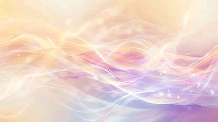Canvas Print - abstract background with wavy lines and light orbs in soft pink and yellow tones.