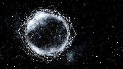 Wall Mural - celestial nexus: an ethereal sphere of light, interwoven with geometric patterns and intricate lines