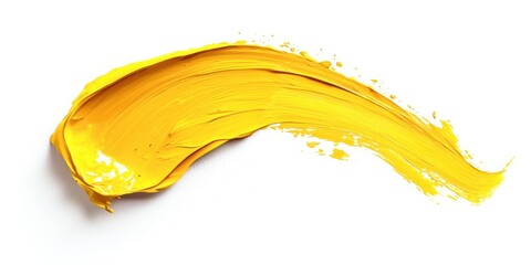 Poster - A yellow paint brush stroke on a white background