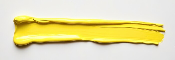 Poster - A yellow paint brush stroke on a white background