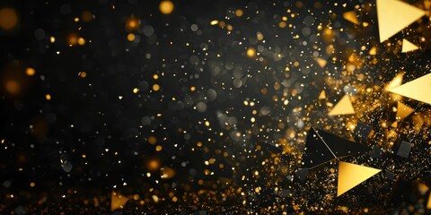 Wall Mural - a black background with gold triangles scattered throughout