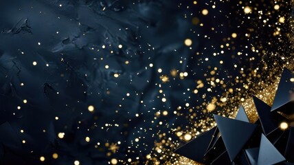 Wall Mural - a black background with gold glitter and a triangle in the middle