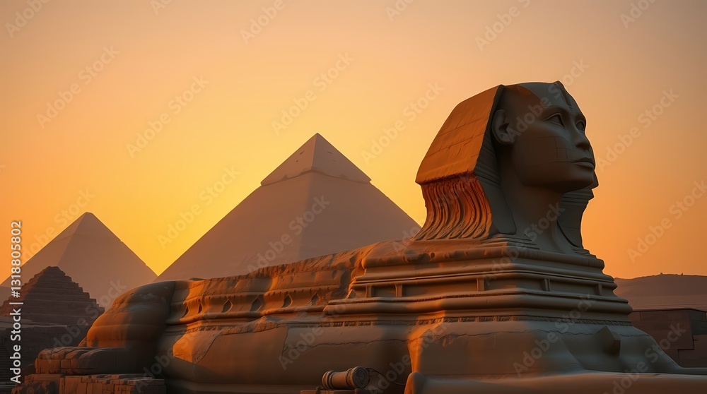 Ancient Wonders: The iconic Great Sphinx of Giza and the majestic ...