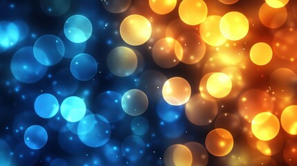Wall Mural - Blue and gold bokeh lights abstract background