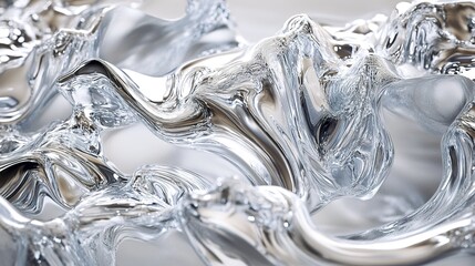 Wall Mural - liquid silver abstract: a modern metallic art