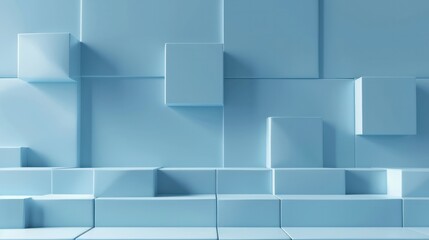 Wall Mural - abstract blue wallpaper square cube modern geometry shape backgrounds light wall minimalist illustra