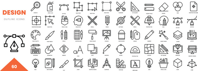 design outline icon collection. Vector illustration