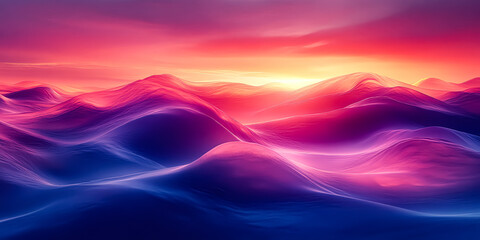 Wall Mural - beautiful, colorful, and dynamic ocean scene with a sunset in the background. the waves are purple a