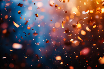 Wall Mural - colorful explosion of confetti is falling from the sky. the confetti is scattered in various directi