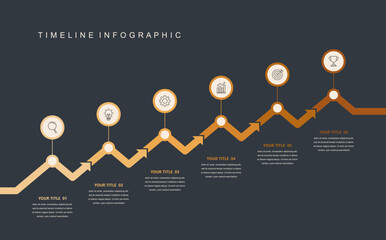 Wall Mural - business road map timeline infographic concept. with icons and 6 options, corporate milestones graph