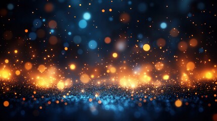 Wall Mural - Glittering blue and gold bokeh backdrop