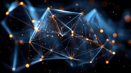 Wall Mural - glowing network structure in dark digital space