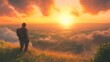 © virza - A person gazing at a beautiful sunset over the vast landscape