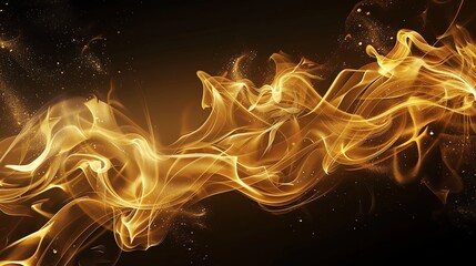 Wall Mural - abstract gold light trails against a black background.