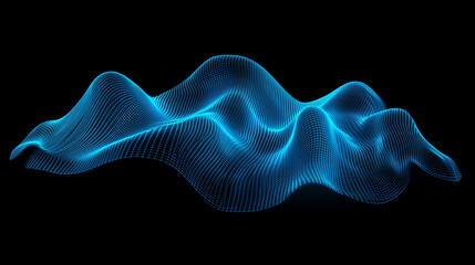 Wall Mural - Abstract blue wave on black background, 3d render background, wallpaper