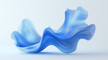 Wall Mural - 3d Abstract blue wave on light background, 3d render background, wallpaper
