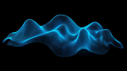 Wall Mural - Abstract blue wave on black background, 3d render background, wallpaper