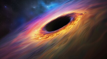 Wall Mural - Abstract black hole in the dark sky with a glow of light, Black hole abstract with a swirling nebula and galaxies.