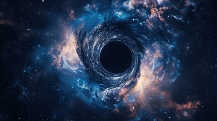 Wall Mural - Abstract black hole with a star nearby Abstract universe with a black hole and cosmic swirls