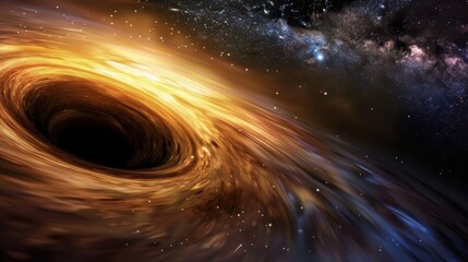 Wall Mural - Abstract black hole with light rays bending around it Abstract cosmos with a black hole and starlight