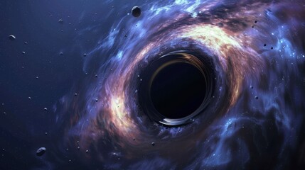Wall Mural - Abstract black hole with a dark sky background Abstract cosmos with a black hole and light rays
