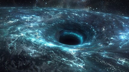 Wall Mural - Abstract black hole with a star nearby Abstract universe with a black hole and cosmic swirls