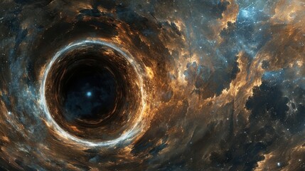 Wall Mural - Abstract black hole with a glowing aura Abstract universe with a black hole and cosmic swirls