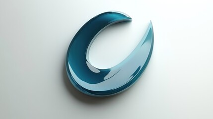 Abstract teal curved shape on white background.