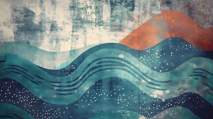 Wall Mural - Mesmerizing Celestial Landscapes Filled with Swirling Waves and Starry Skies