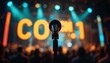 © Bounpaseuth - Concert Microphone on Stage, Live Music - Vibrant colors and bold l.