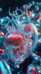 Wall Mural - abstract human heart: a digital anatomy exploration