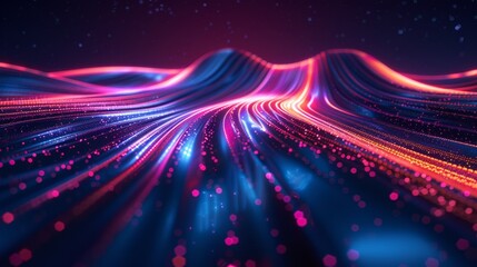 Wall Mural - Abstract digital background with bright light lines and particles, great for scientific presentations, technology blogs and futuristic designs.