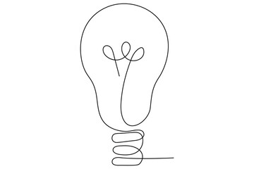continuous one simple single line art of light bulb with heart icon outline vector